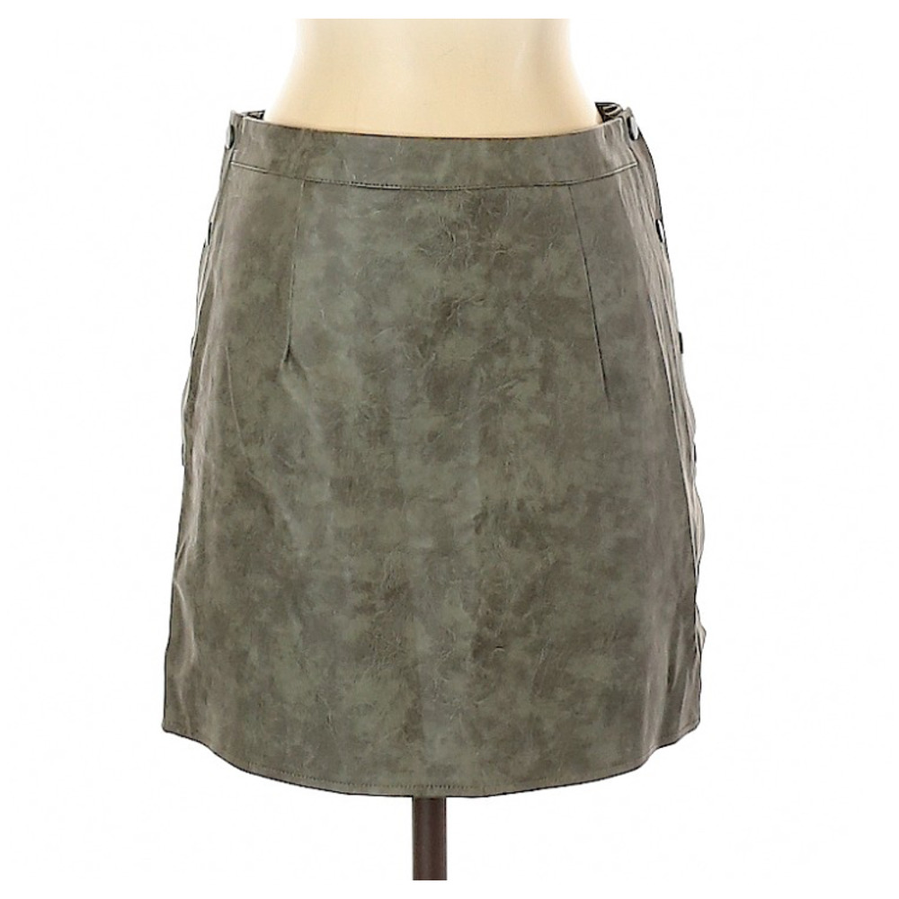 LF Mint Vanilla Green Faux Leather Skirt